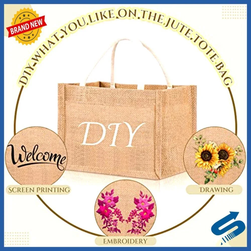 Mini Burlap Tote Bags Set of 12 Reusable Jute Gift Beach Wedding DIY